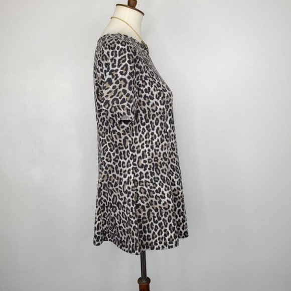 d & co. Leopard Animal Print Short Sleeve Pullover Top Size SP - Picture 5 of 9